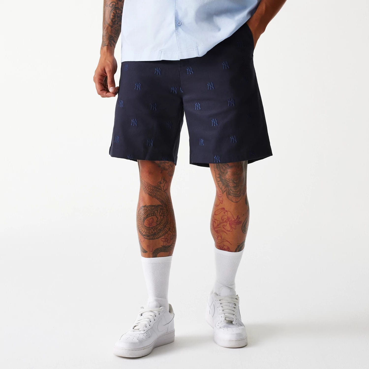 New York Yankees MLB Monogram Navy Shorts-kentox