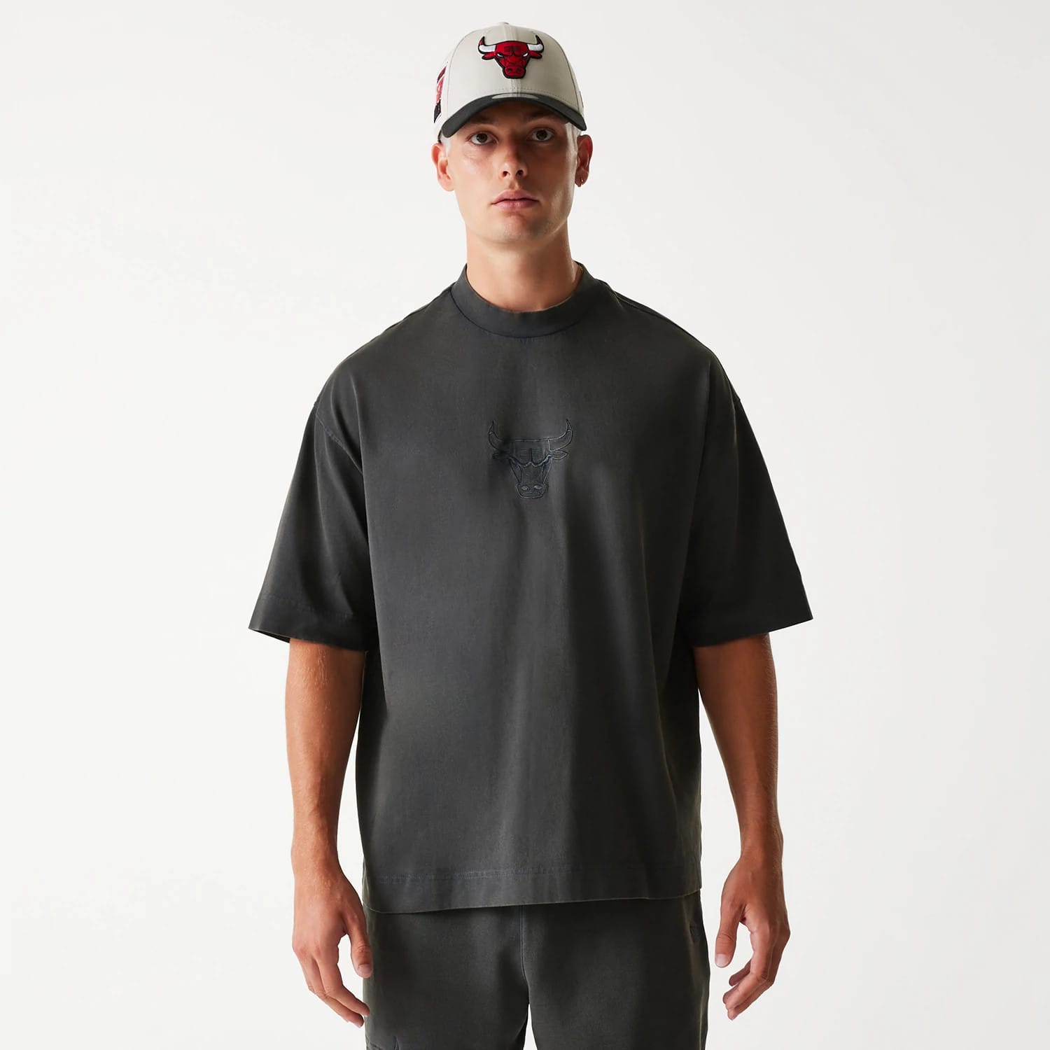 Chicago Bulls NBA Washed Grey Box T-Shirt-kentox