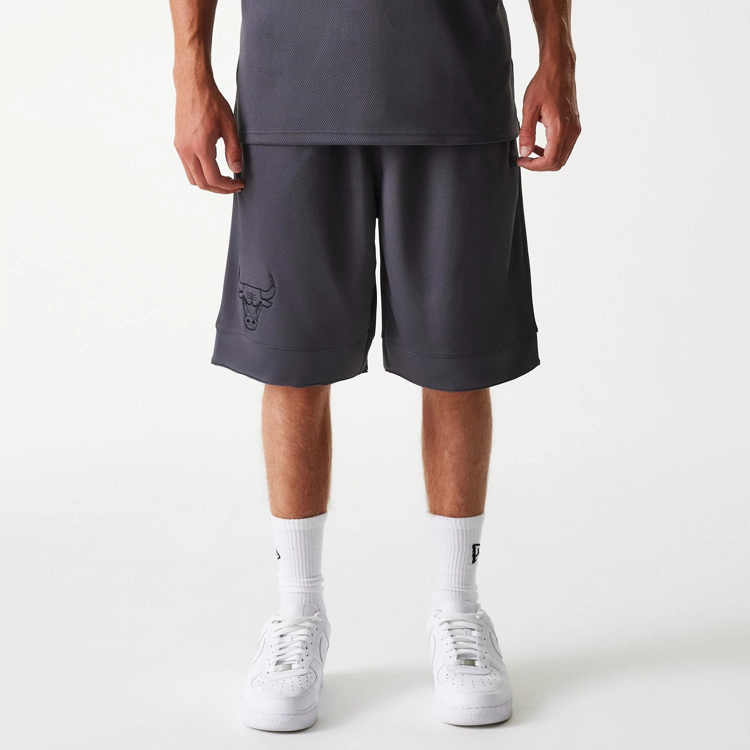Chicago Bulls NBA Tonal Dark Grey Mesh Shorts-kentox