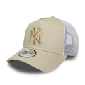 New York Yankees MLB League Essential Light Beige 9FORTY E-Frame Trucker Adjustable Cap-kentox