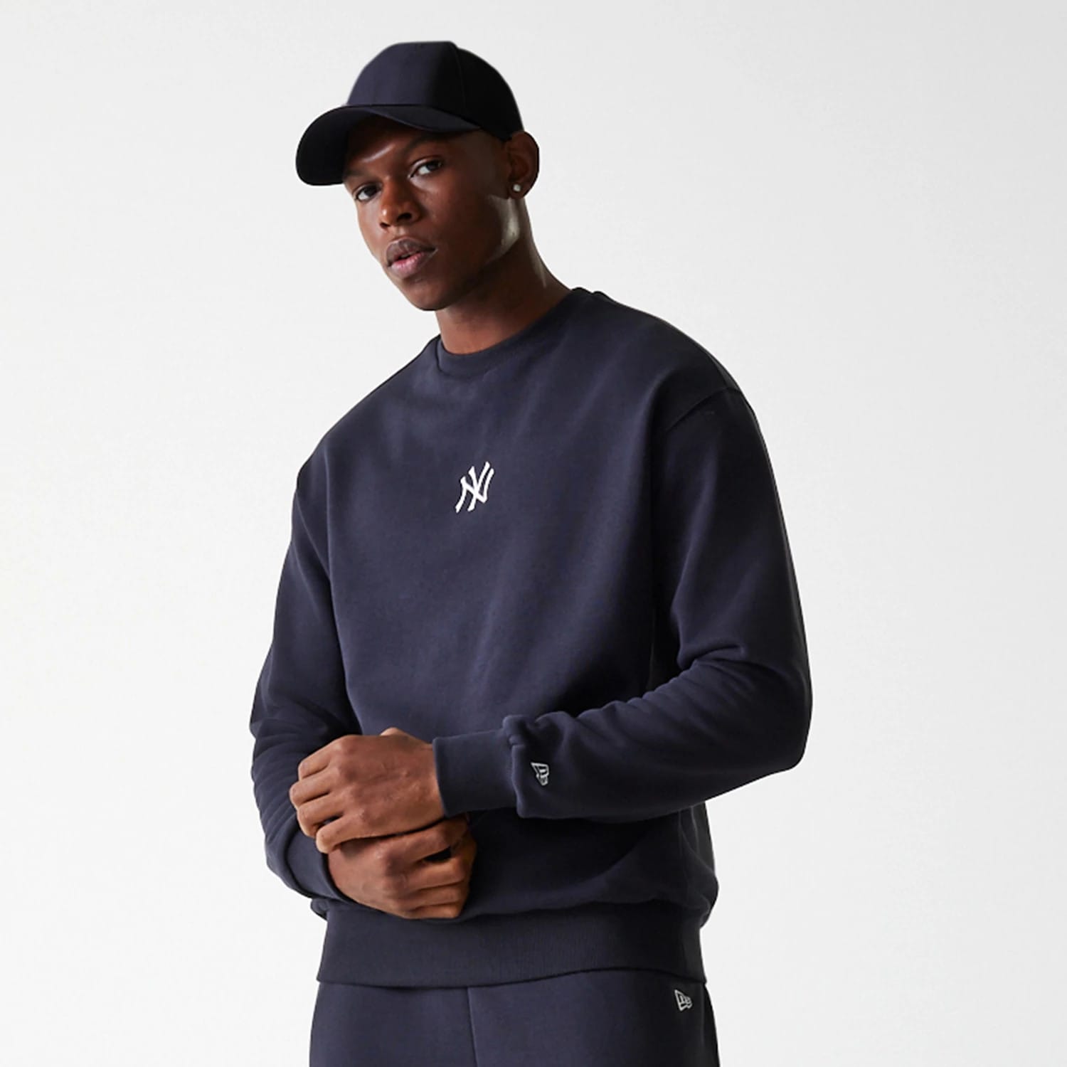 New York Yankees MLB League Essential French Terry Navy Crew Neck Sweater-kentox