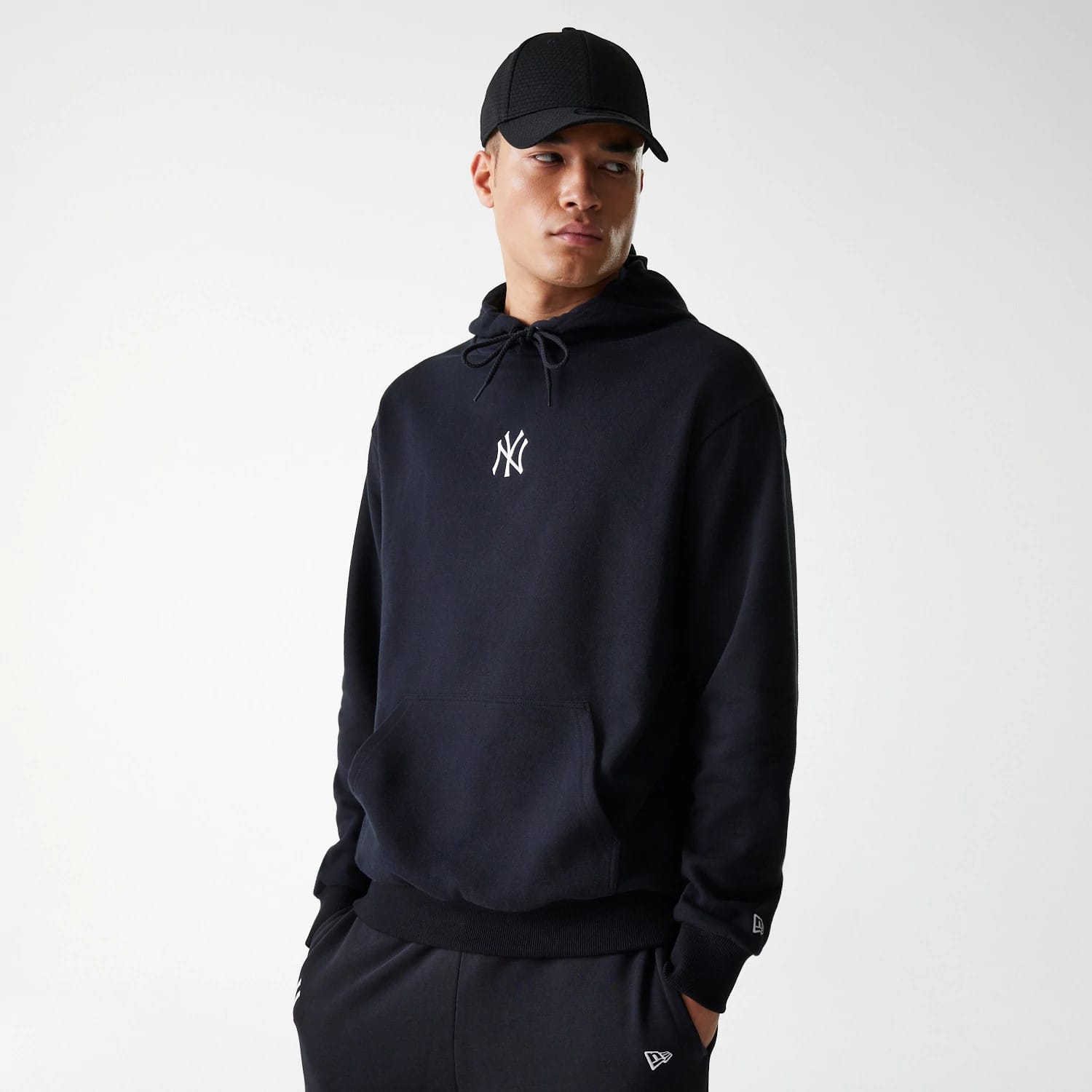 New York Yankees MLB League Essential Midi French Terry Black Oversized Pullover Hoodie-kentox