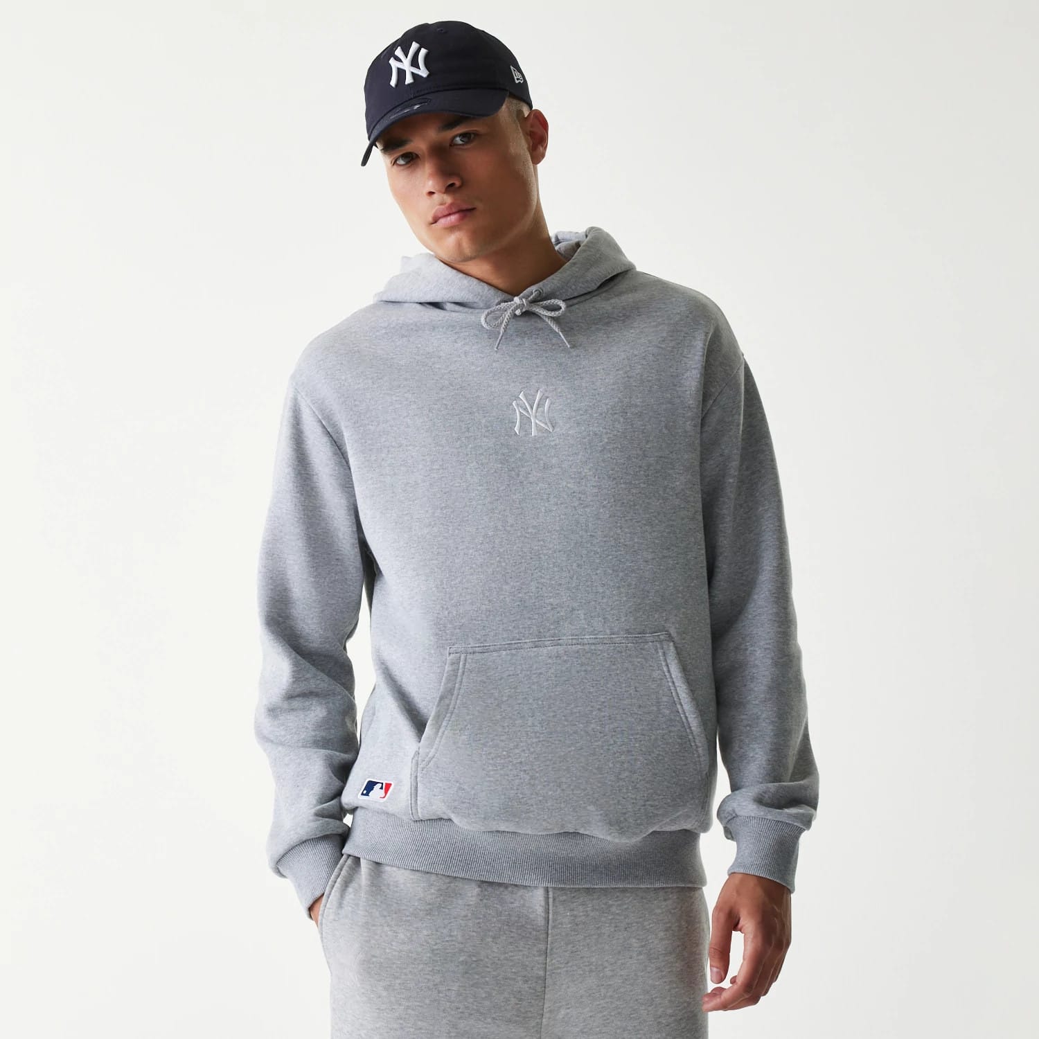New York Yankees MLB League Essential Grey Oversized Pullover Hoodie-kentox
