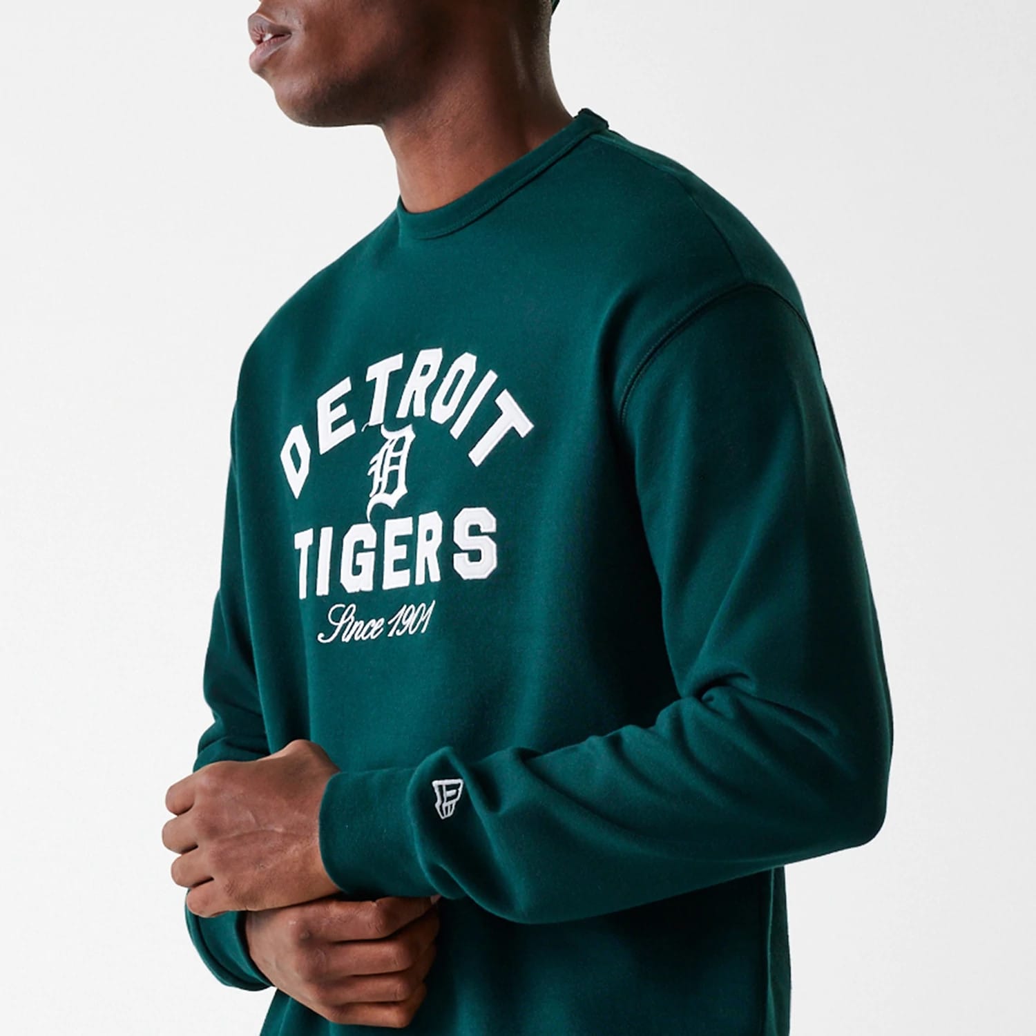 Detroit Tigers MLB Heritage Dark Green Oversized Crew Neck Sweater-kentox