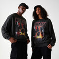 Chicago Bulls NBA Washed Graphic Grey Oversized Crew Neck Sweater-kentox