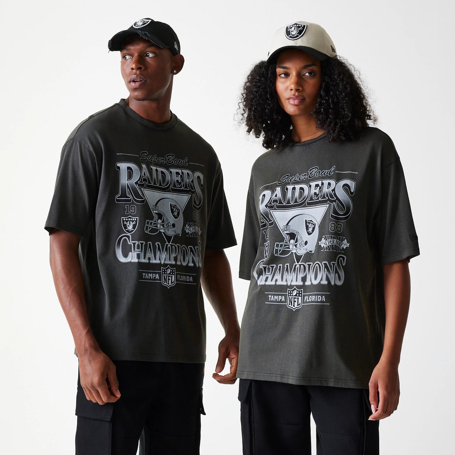 Las Vegas Raiders NFL Washed Super Bowl Grey Oversized T-Shirt-kentox