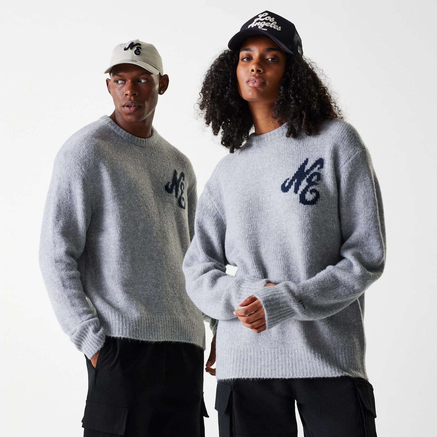 New Era Knit Grey Oversized Knit Sweater-kentox