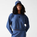 LA Dodgers Womens MLB Midi League Essential Dark Blue Cropped Crew Neck Sweater-kentox