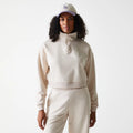 LA Dodgers Womens MLB Tonal Light Beige Cropped 1/4 Zip Sweater-kentox