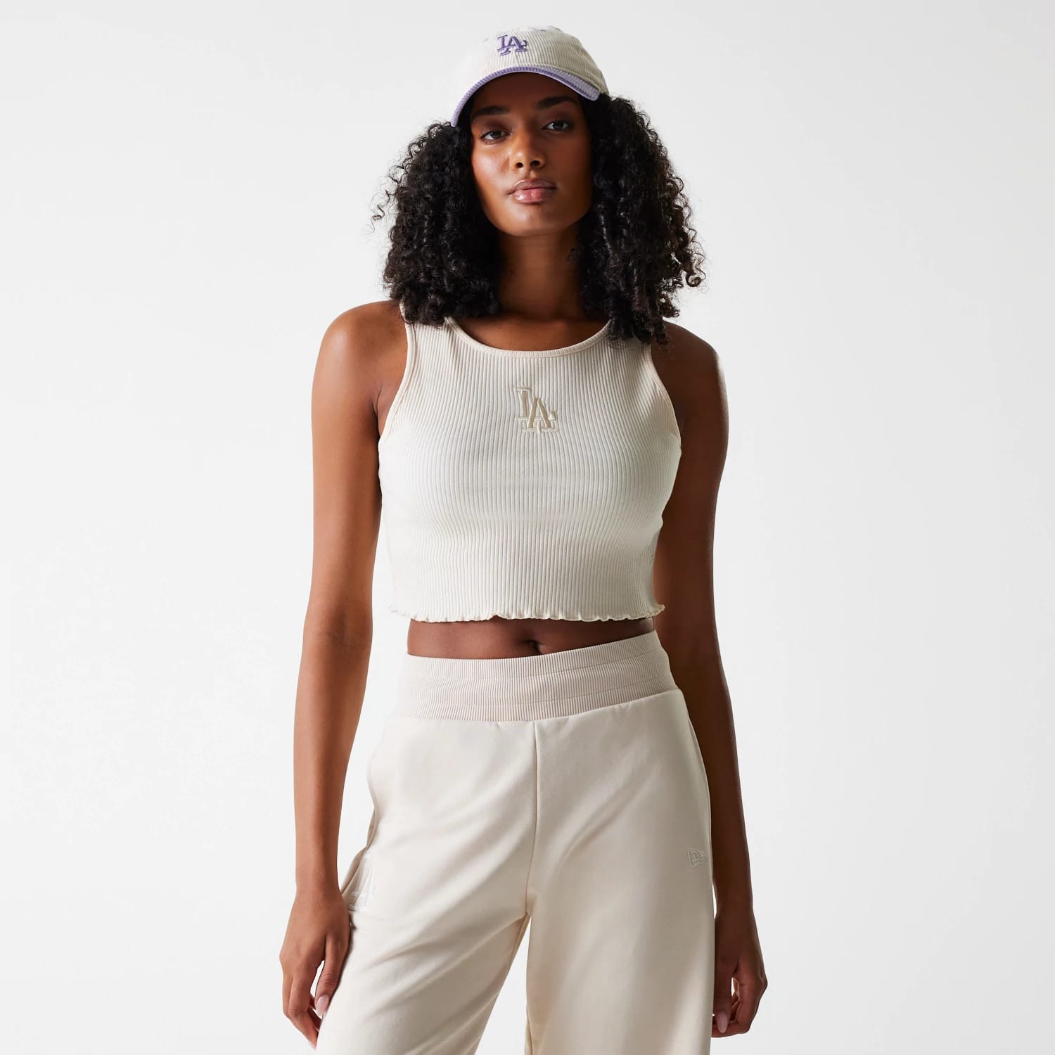 LA Dodgers Womens MLB Rib Light Beige Rib Tank Top-kentox
