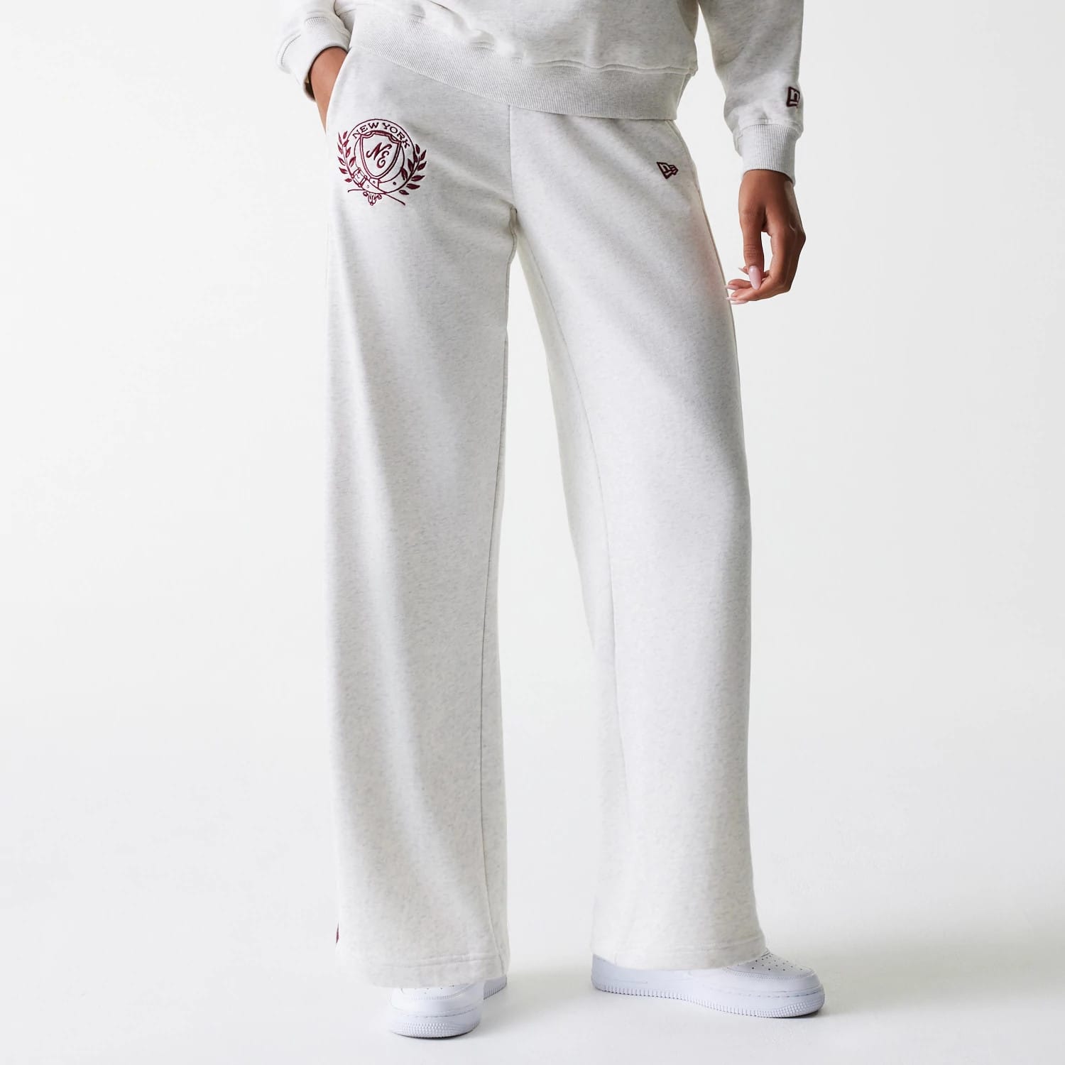 Womens New Era Pastel Grey Straight Leg Joggers-kentox