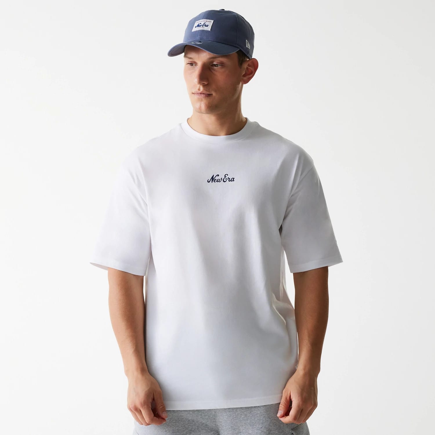 New Era Trucker Patch White Oversized T-Shirt-kentox