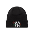 New York Yankees MLB Sequin Rose Black Cuff Knit Beanie Hat-kentox