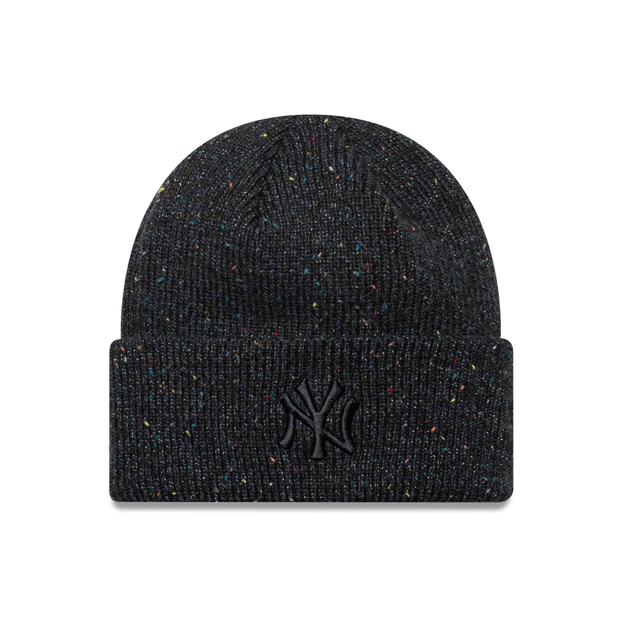 New York Yankees Womens MLB Glitter Black Cuff Knit Beanie Hat-kentox