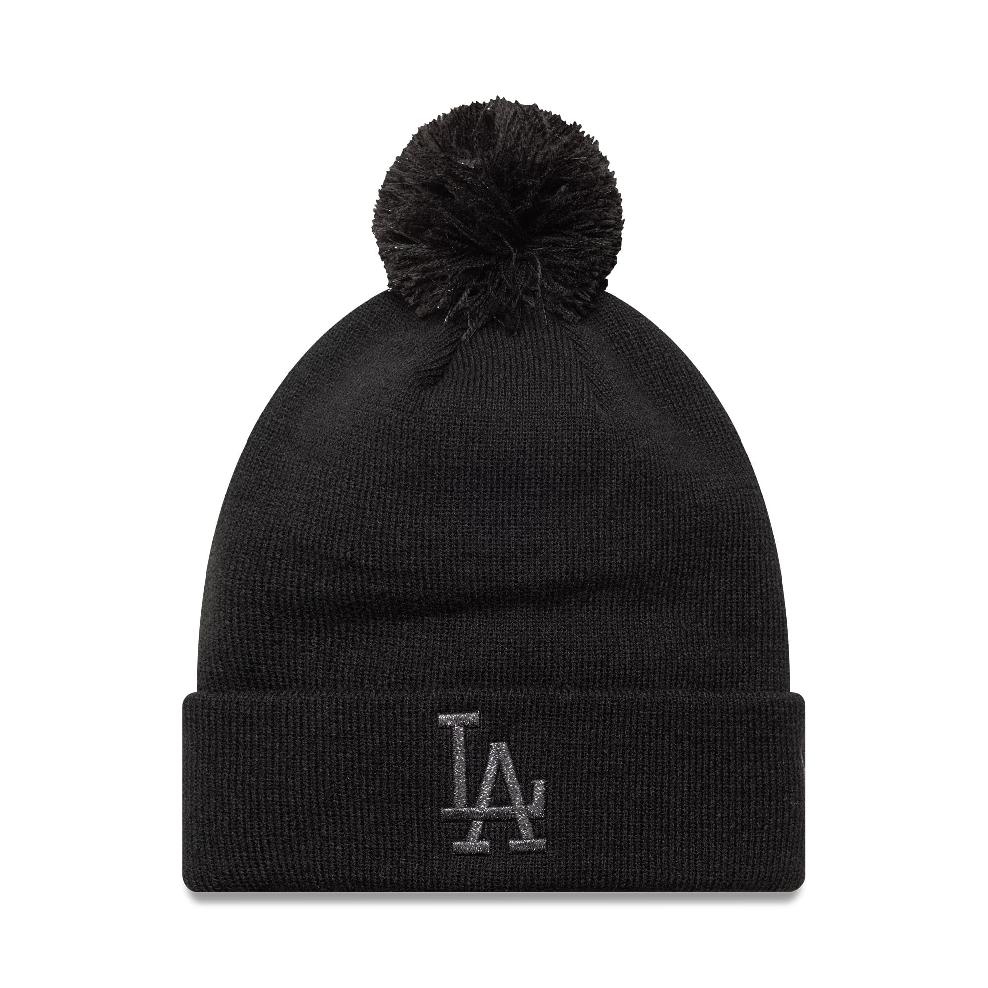 LA Dodgers Womens MLB Metallic Black Cuff Knit Beanie Hat-kentox