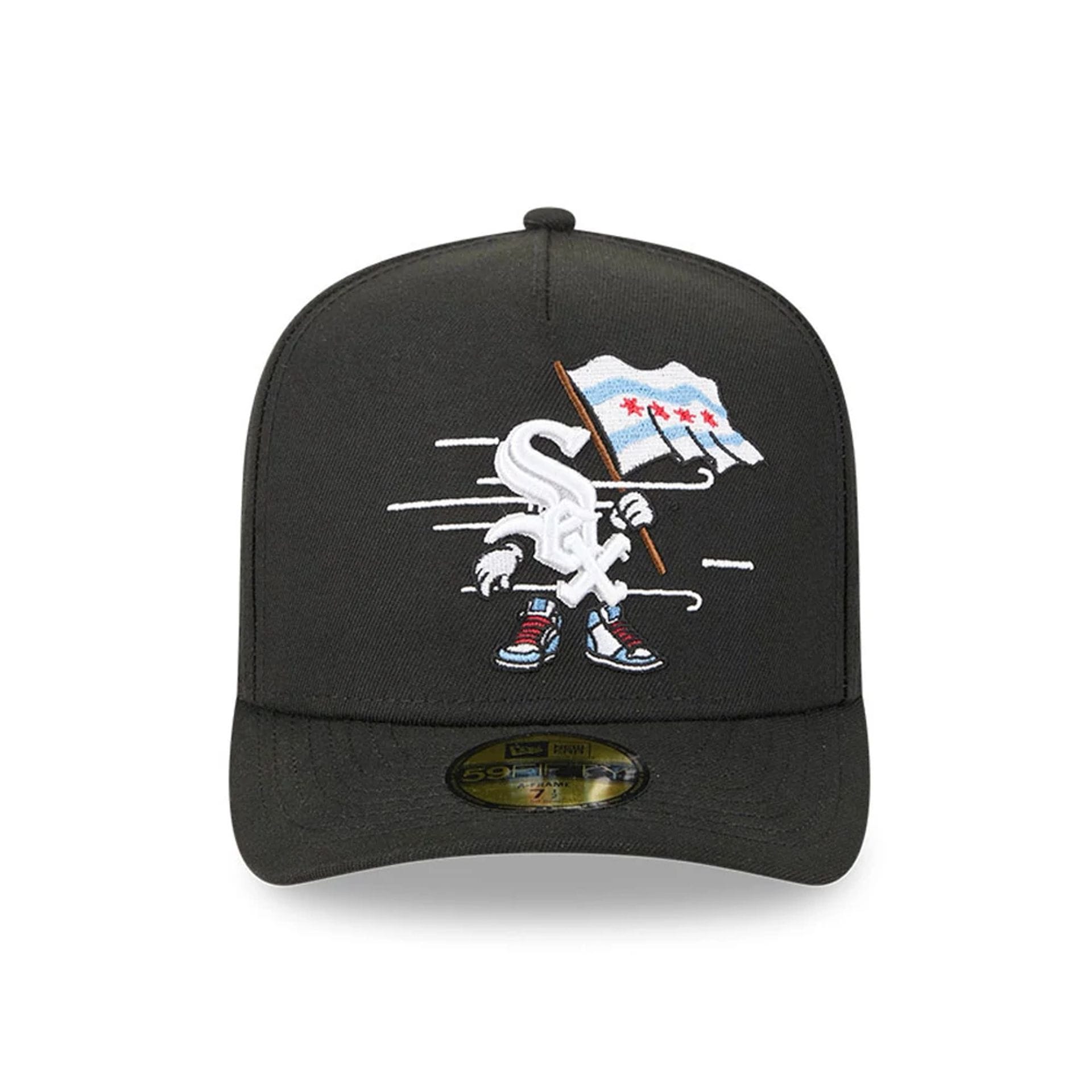 Chicago White Sox MLB Cartoon Black 59FIFTY A-Frame Fitted Cap-kentox