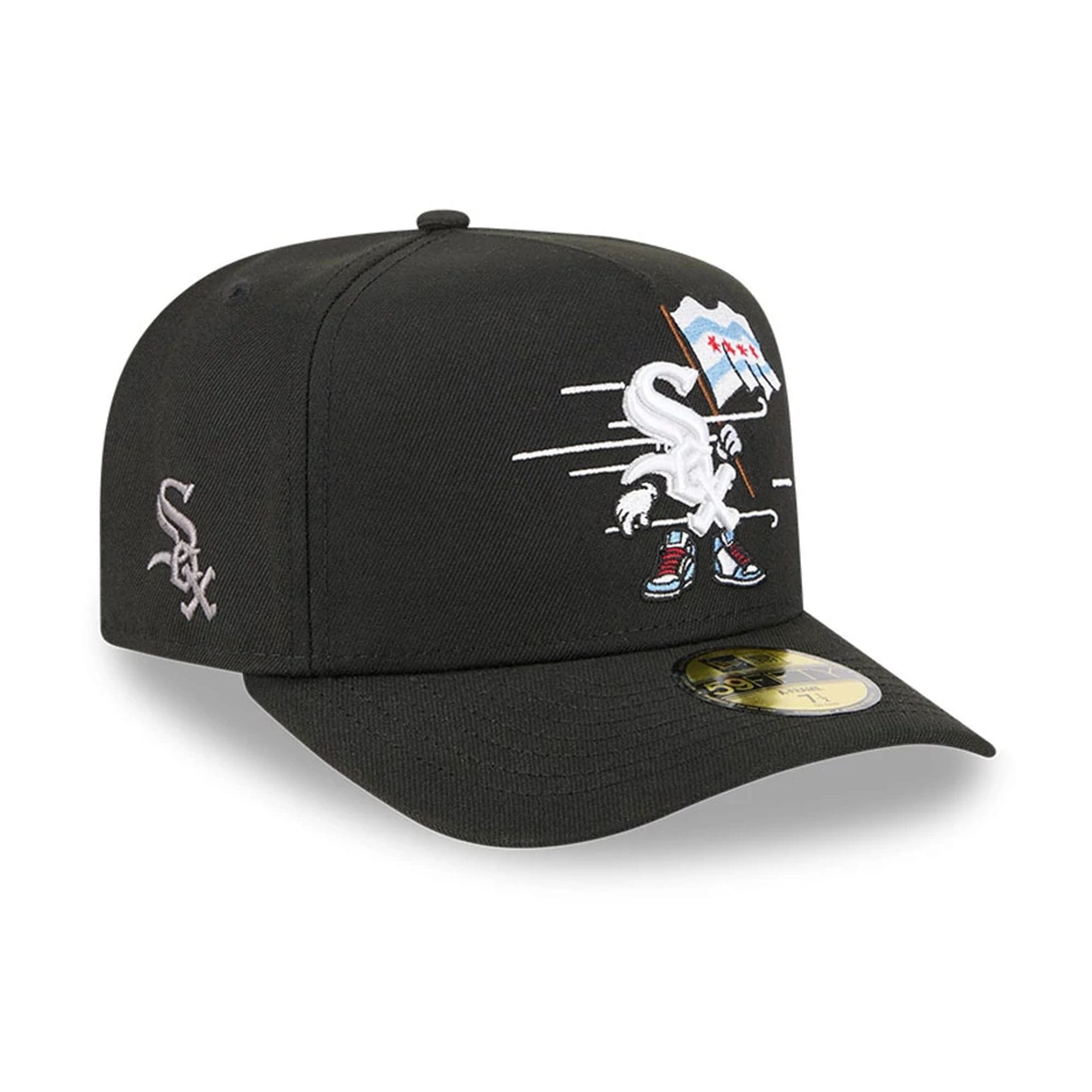 Chicago White Sox MLB Cartoon Black 59FIFTY A-Frame Fitted Cap-kentox