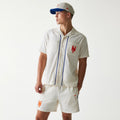 New York Mets MLB Piping Open Cream Short Sleeve Shirt-kentox