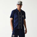 New York Yankees MLB Piping Navy Short Sleeve Shirt-kentox