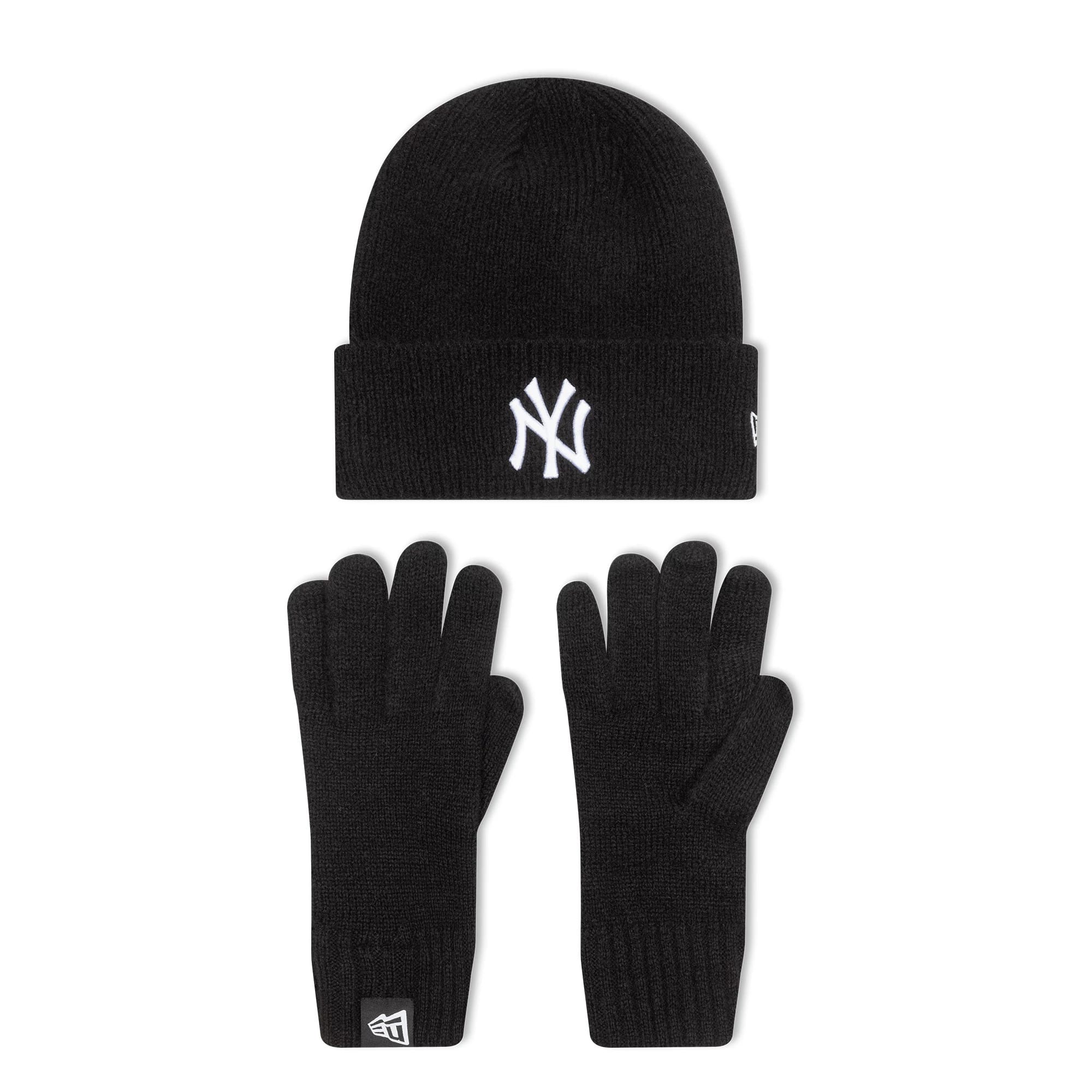 New York Yankees MLB Black Beanie & Gloves Set-kentox