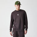 New York Yankees MLB Midi League Essential Dark Brown Oversized Crew Neck Sweater-kentox