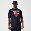 Chicago Bulls NBA Piping Stripe Black Oversized T-Shirt-kentox