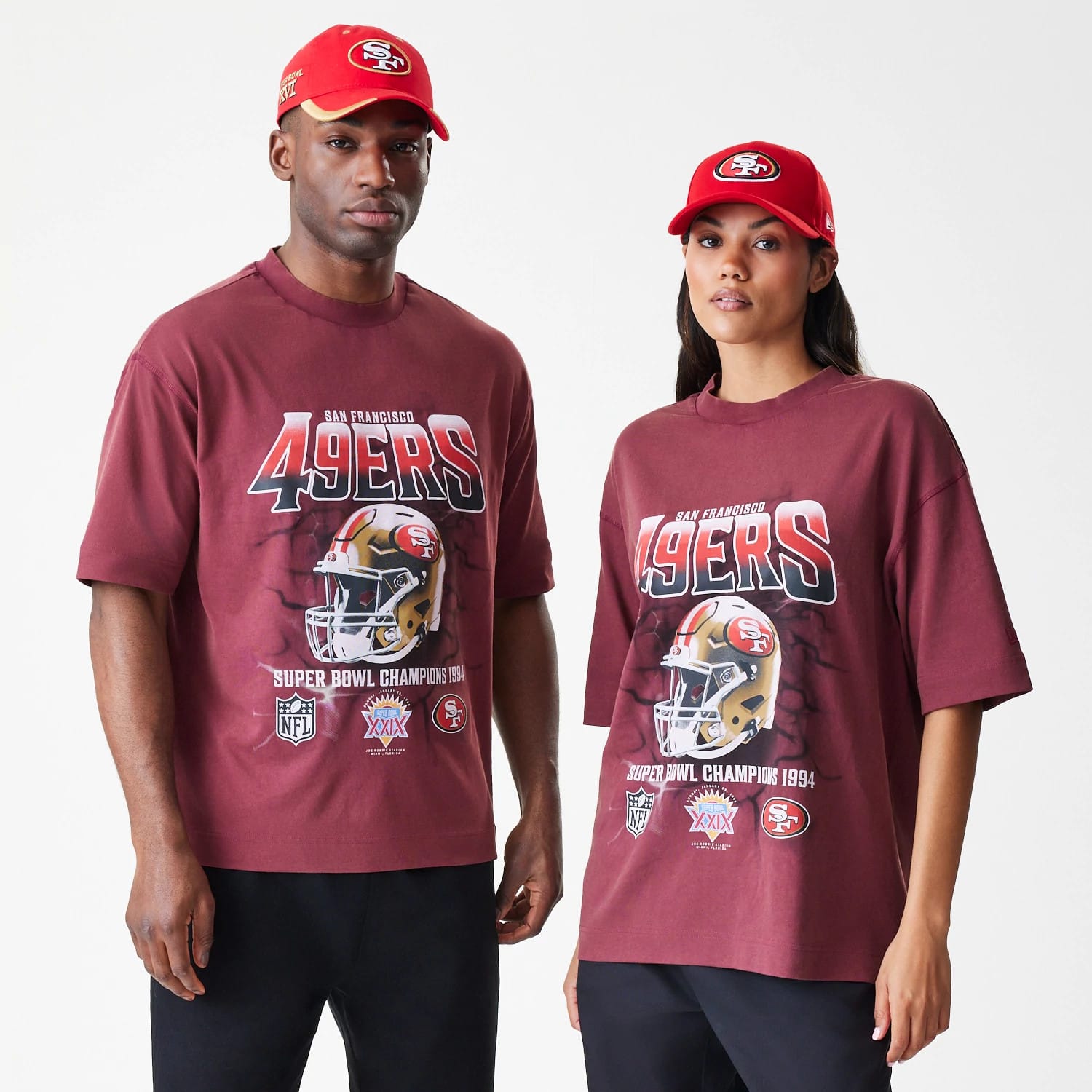 San Francisco 49ers NFL Washed Boxy Dark Red Oversized T-Shirt-kentox
