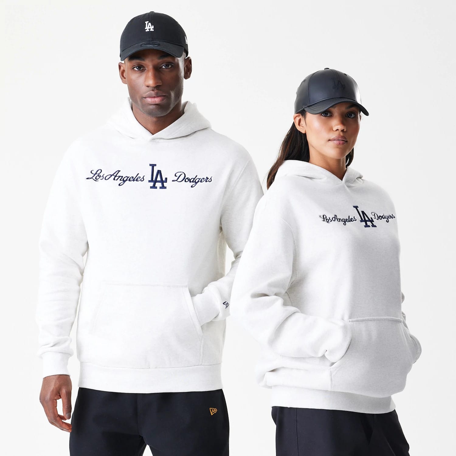 LA Dodgers MLB Script White Oversized Pullover Hoodie-kentox