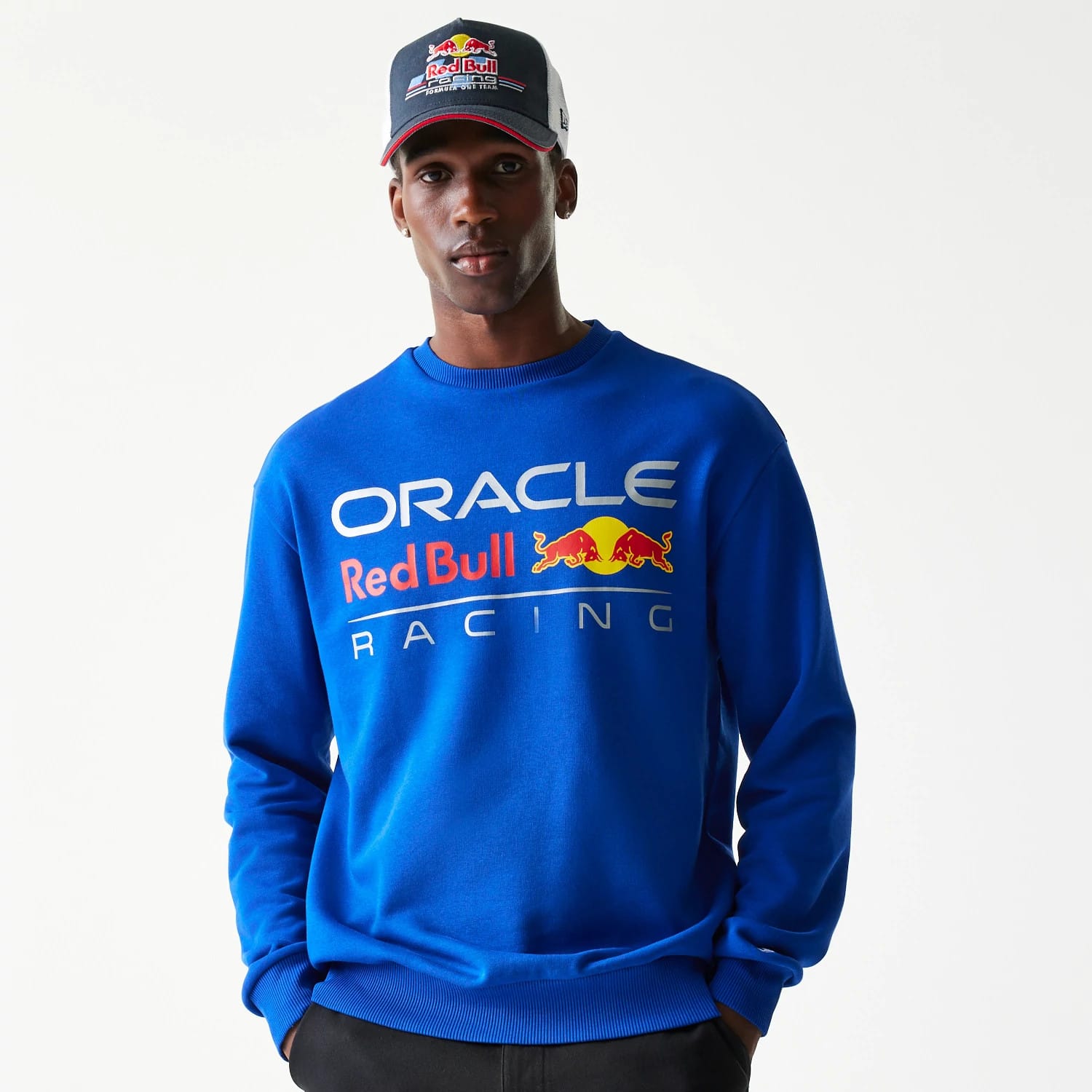 Red Bull Racing Blue Oversized Crew Neck Sweater-kentox