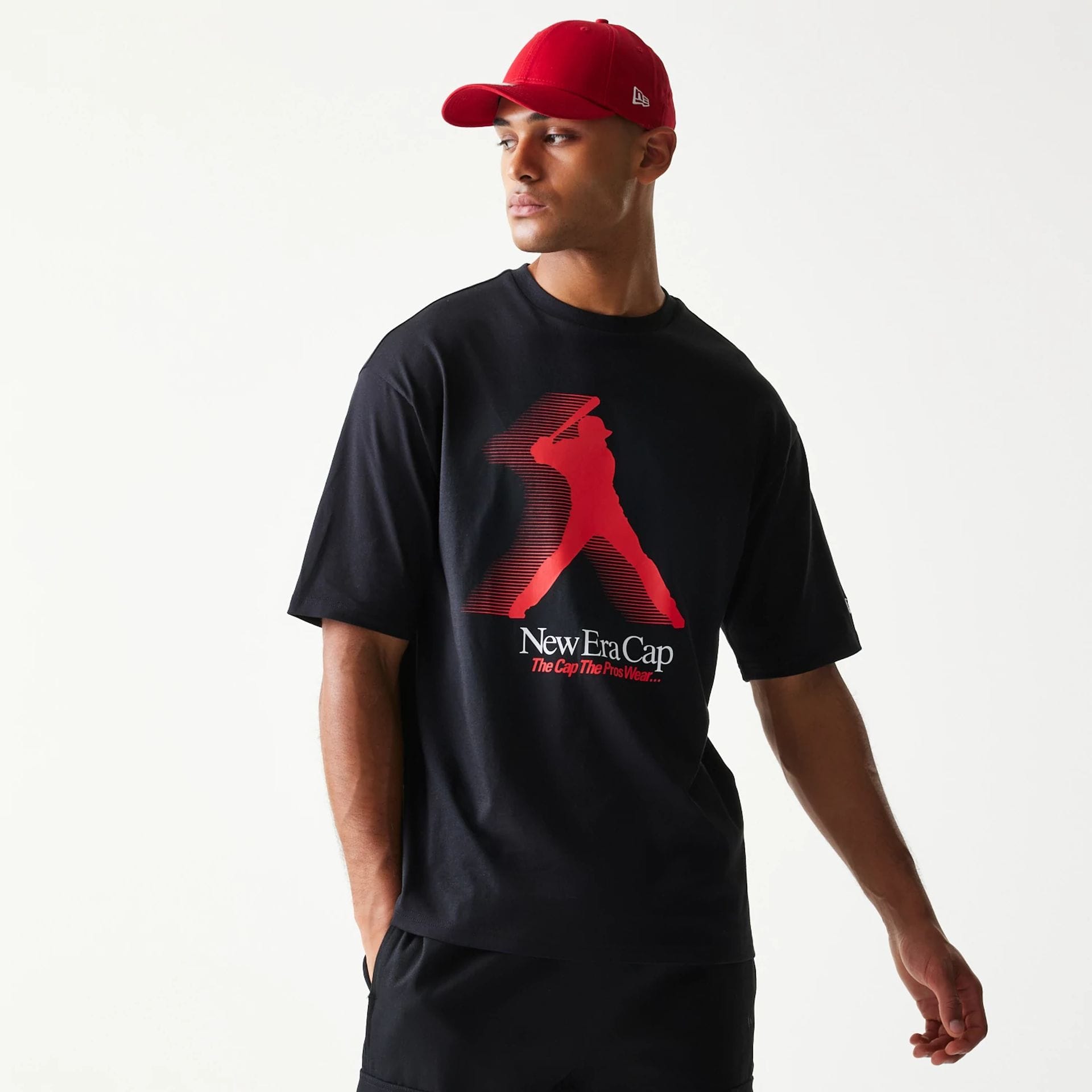 New Era Baseball Player Graphic Black Oversized T-Shirt-kentox