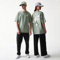 New Era Floral Graphic Pastel Green Oversized T-Shirt-kentox