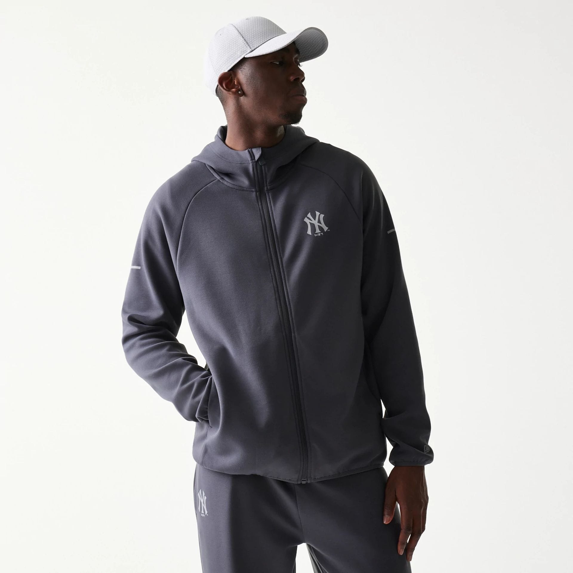 New York Yankees MLB Dark Grey Full Zip Hoodie-kentox