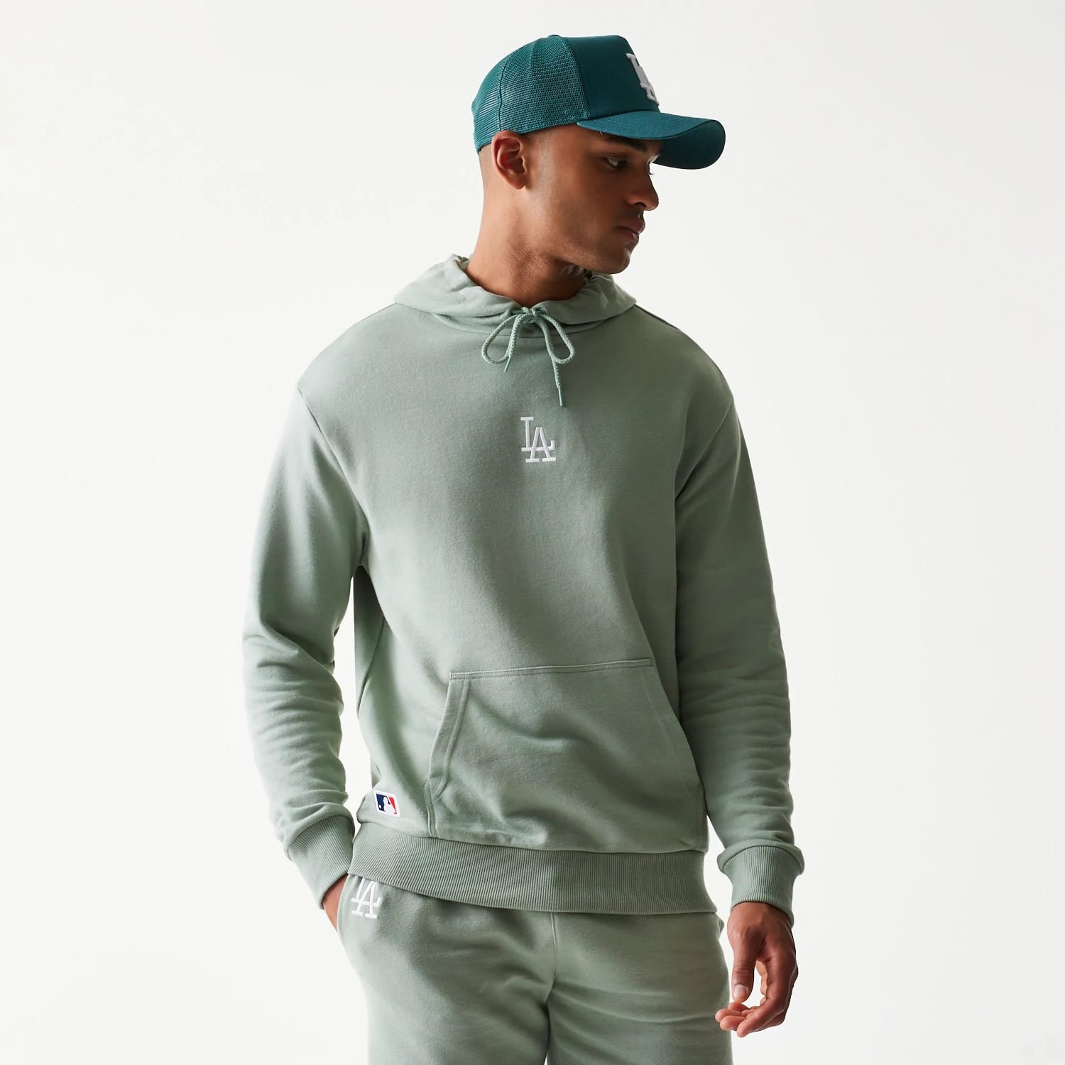 LA Dodgers MLB Midi Pastel Green Oversized Pullover Hoodie-kentox