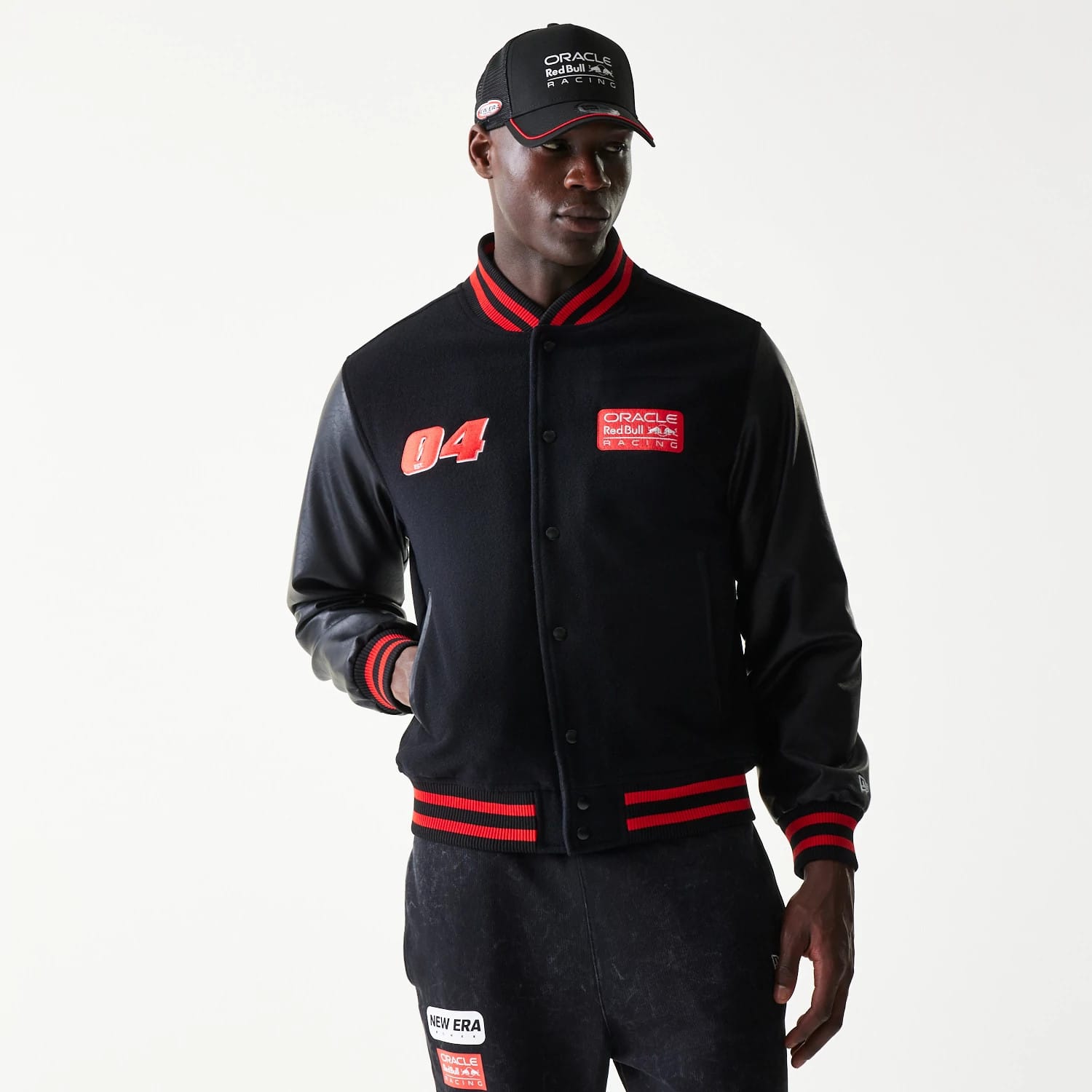 Red Bull Racing Black Varsity Jacket-kentox