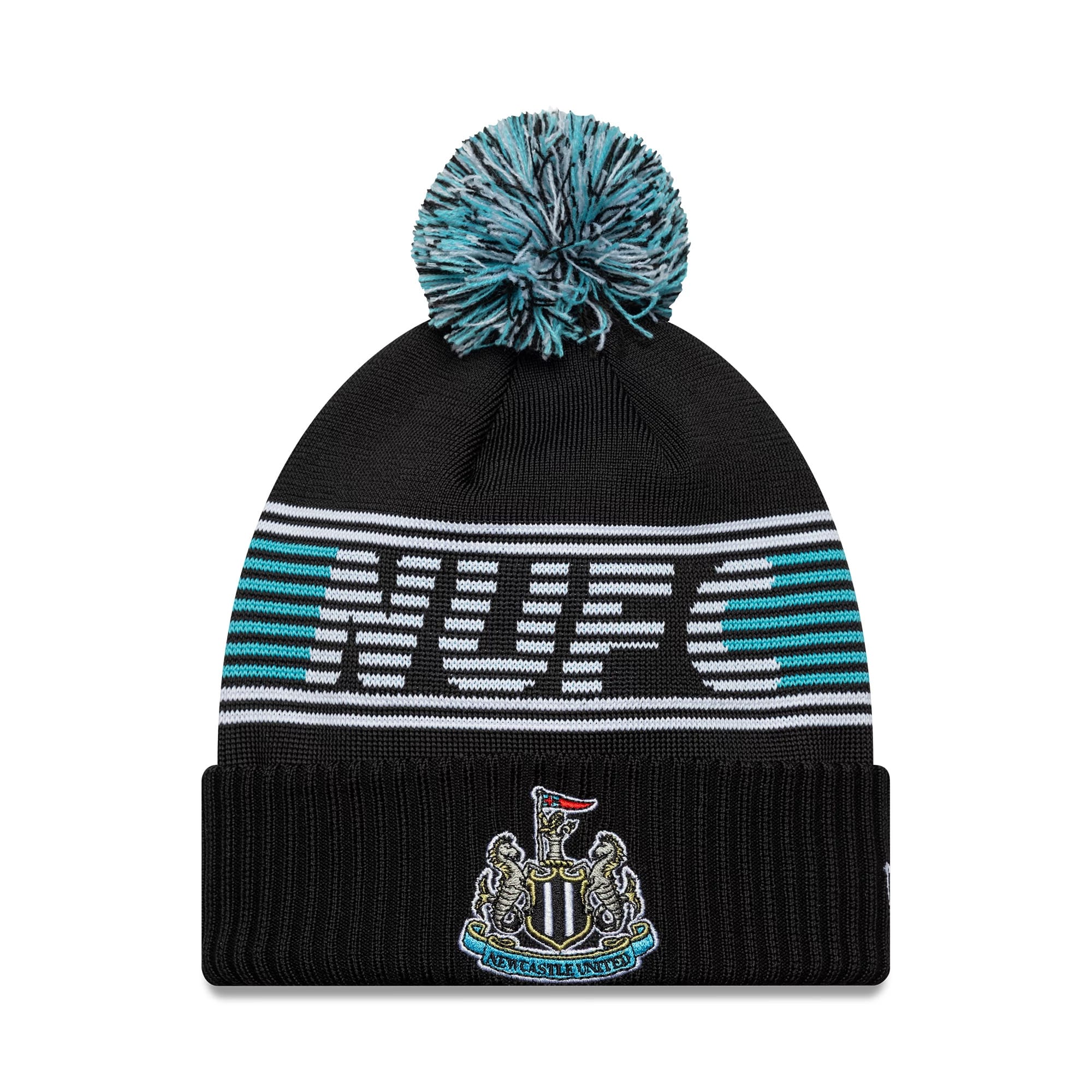 Newcastle United FC Black Bobble Knit Beanie Hat-kentox