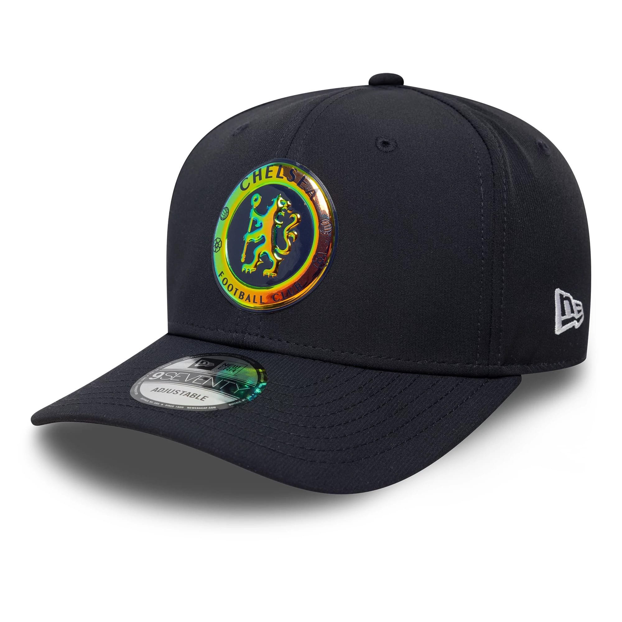 Chelsea FC Lion Crest Iridescent Navy 9SEVENTY Stretch Snap Cap-kentox