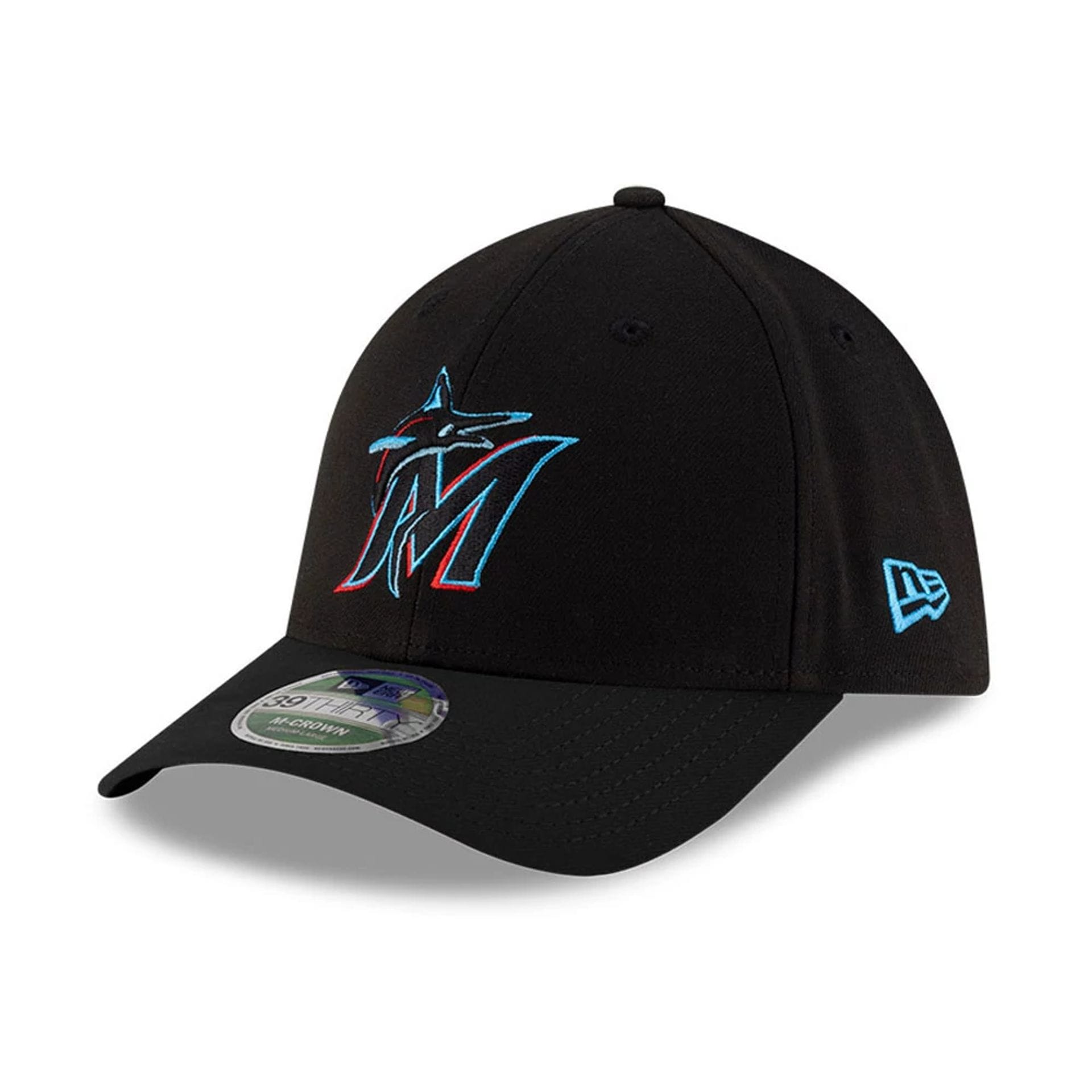 Marlins MLB Player Replica Black 39THIRTY M-Crown Stretch Fit Cap-kentox