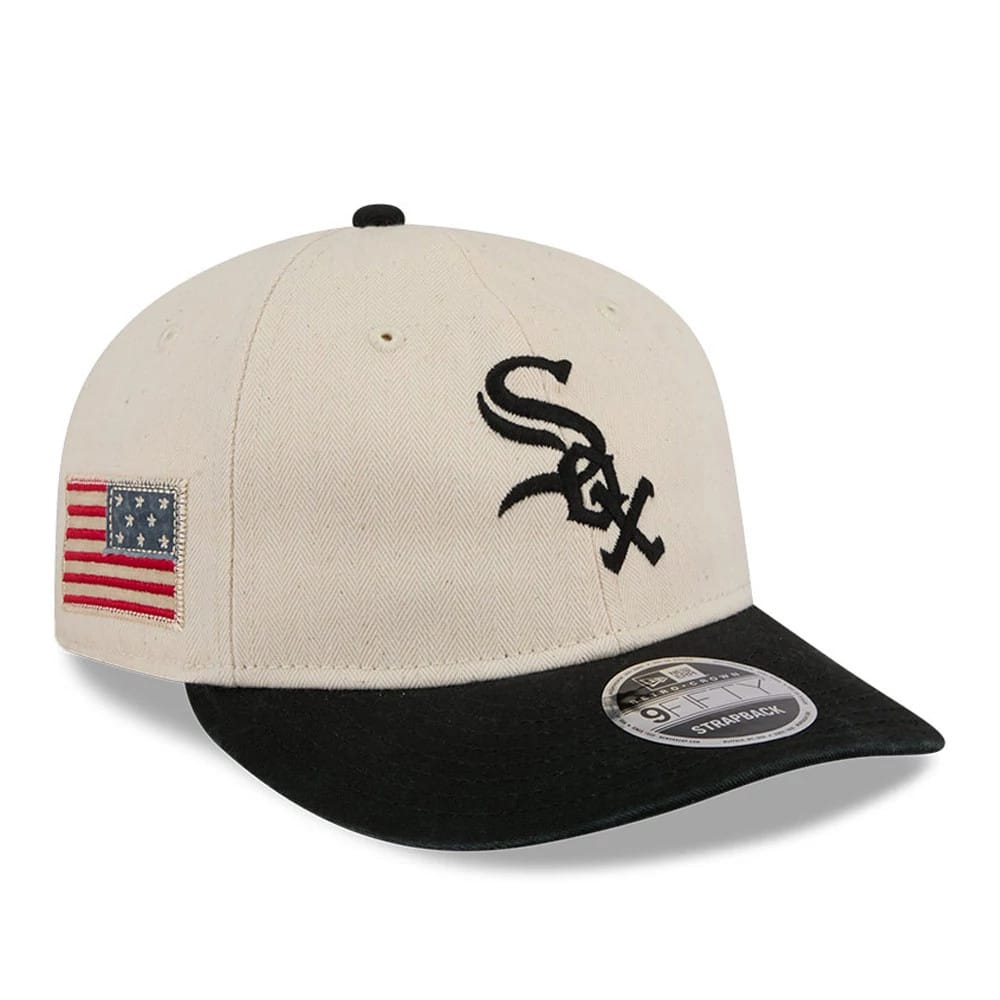 Chicago White Sox MLB Americana Herringbone White Retro Crown 9FIFTY Adjustable Cap-kentox