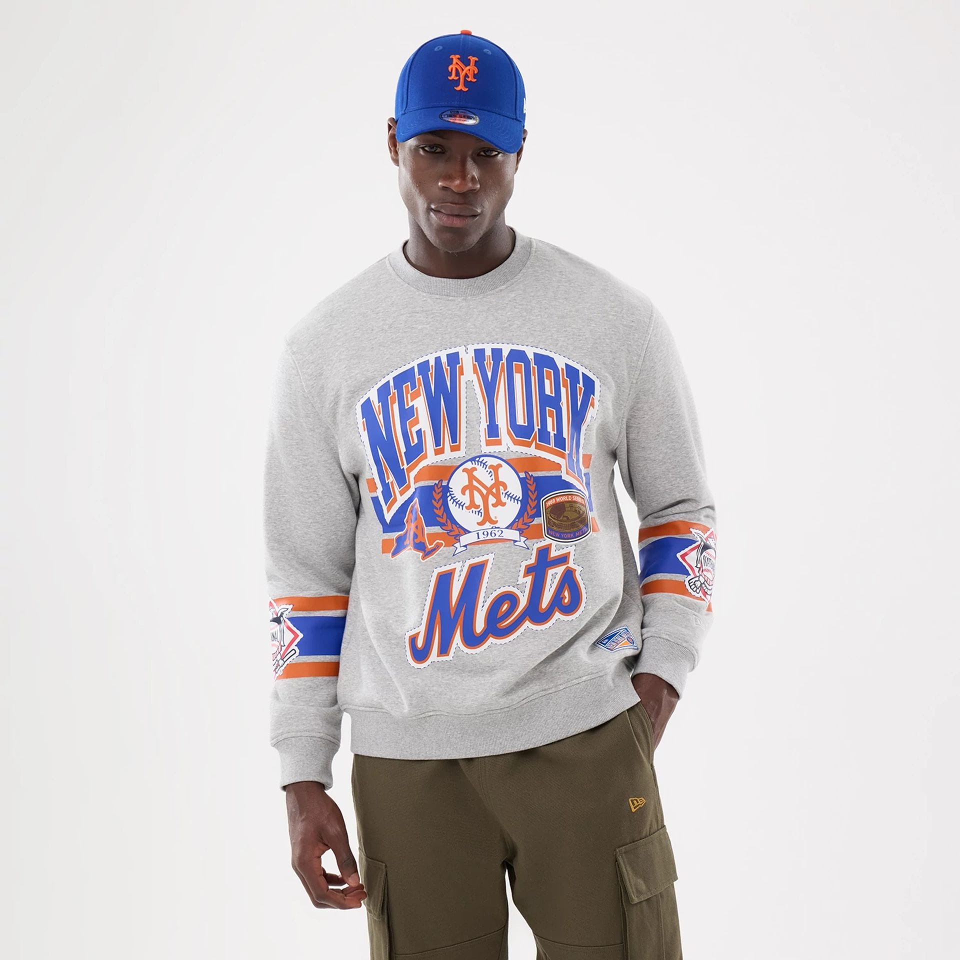 New York Mets MLB Sport Classic Grey Crew Neck Sweater-kentox