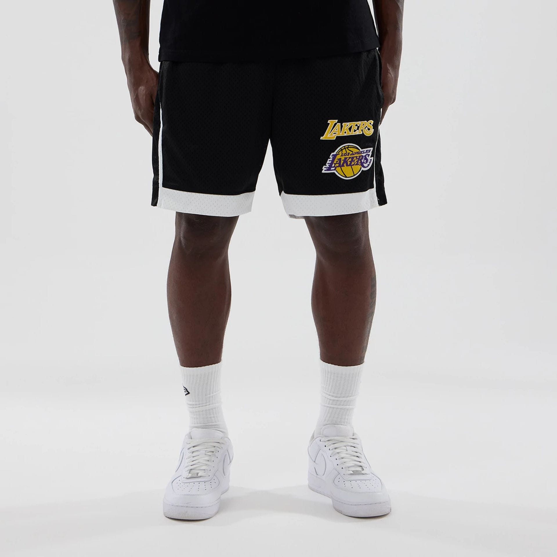 LA Lakers NBA Black Mesh Shorts-kentox