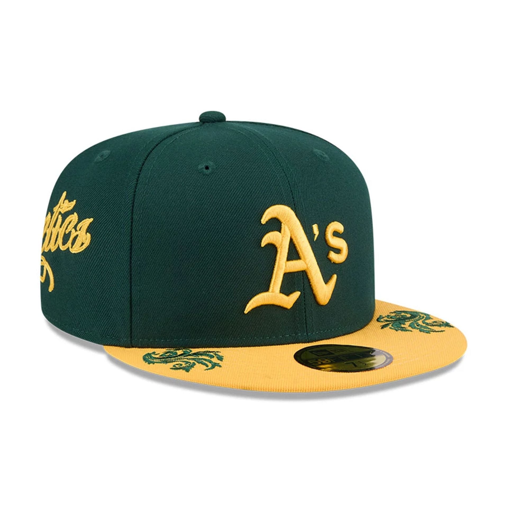 Athletics MLB Script Dark Green 59FIFTY Fitted Cap-kentox
