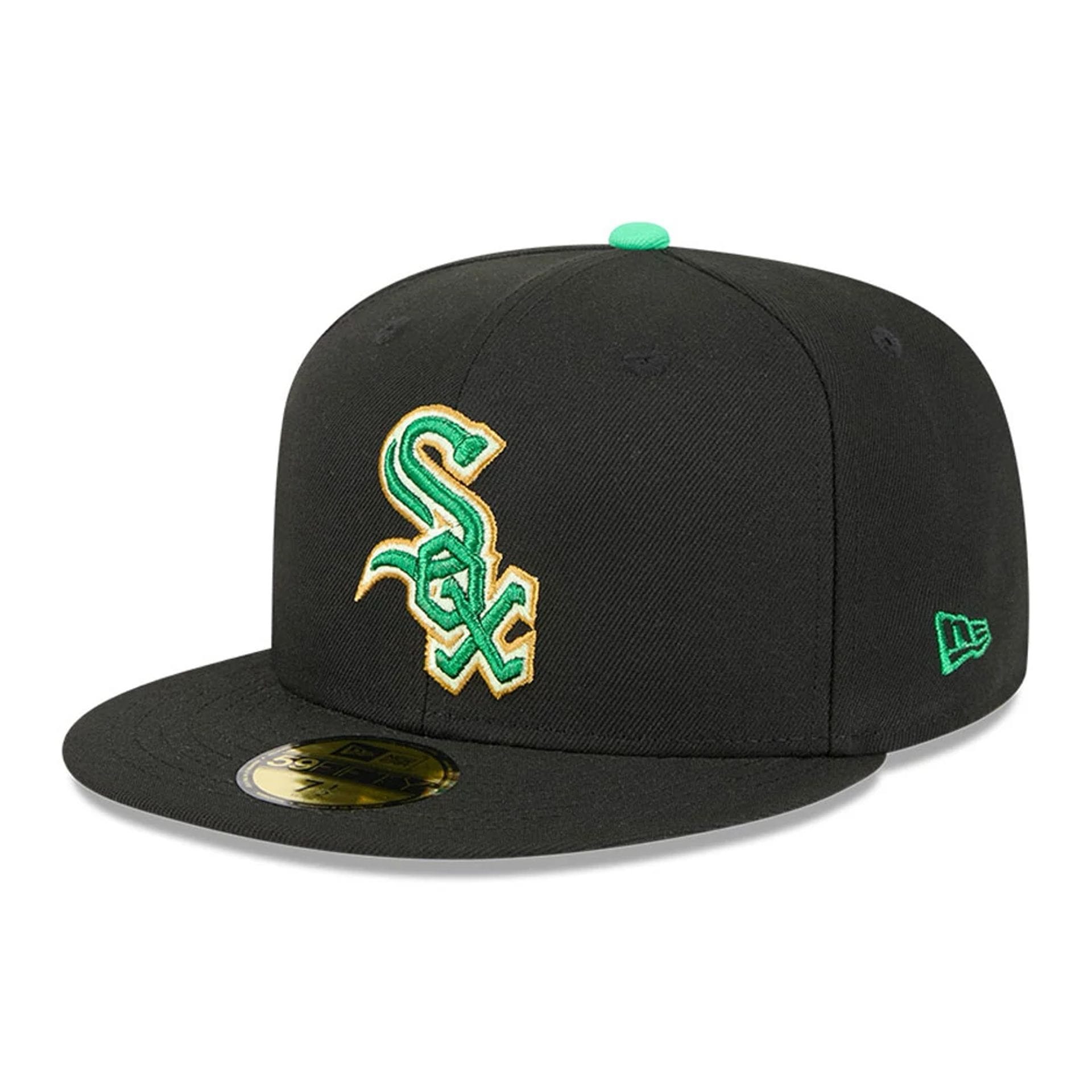 Chicago White Sox MLB Saint Patrick's Day Black 59FIFTY Fitted Cap-kentox