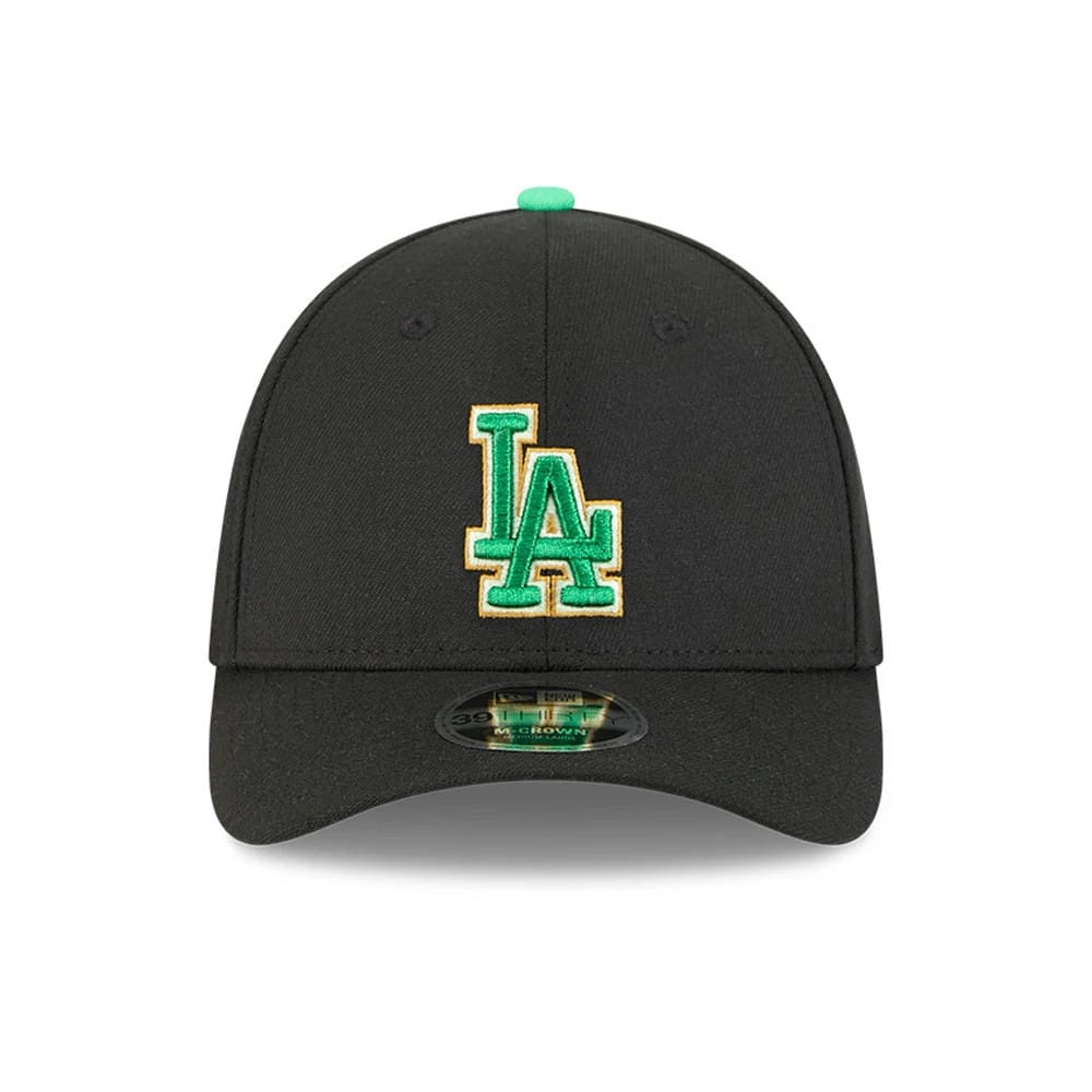 Dodgers MLB Saint Patrick's Day Black 39THIRTY M-Crown A-Frame Stretch Fit Cap-kentox