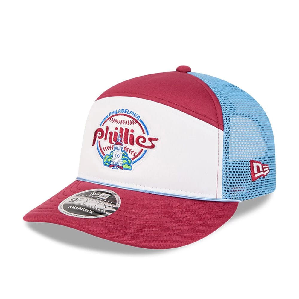 Philadelphia Phillies MLB Blocked Dark Red 9FIFTY Split Panel Snapback Cap-kentox