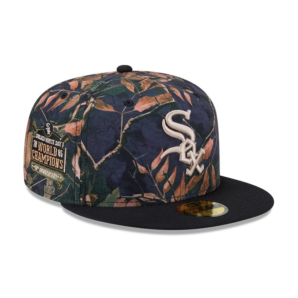 Chicago White Sox MLB Leaves Black 59FIFTY Fitted Cap-kentox