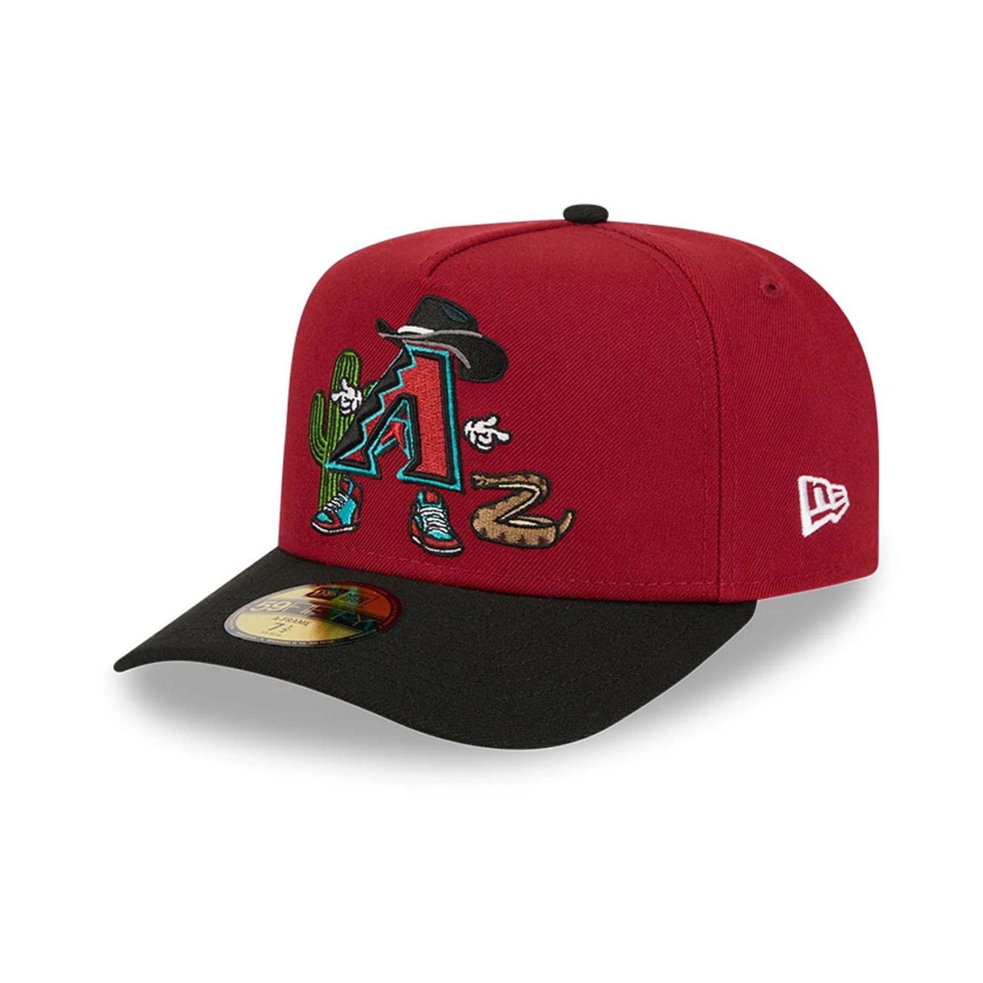 Arizona Diamondbacks MLB Cartoon Dark Red 59FIFTY A-Frame Fitted Cap-kentox