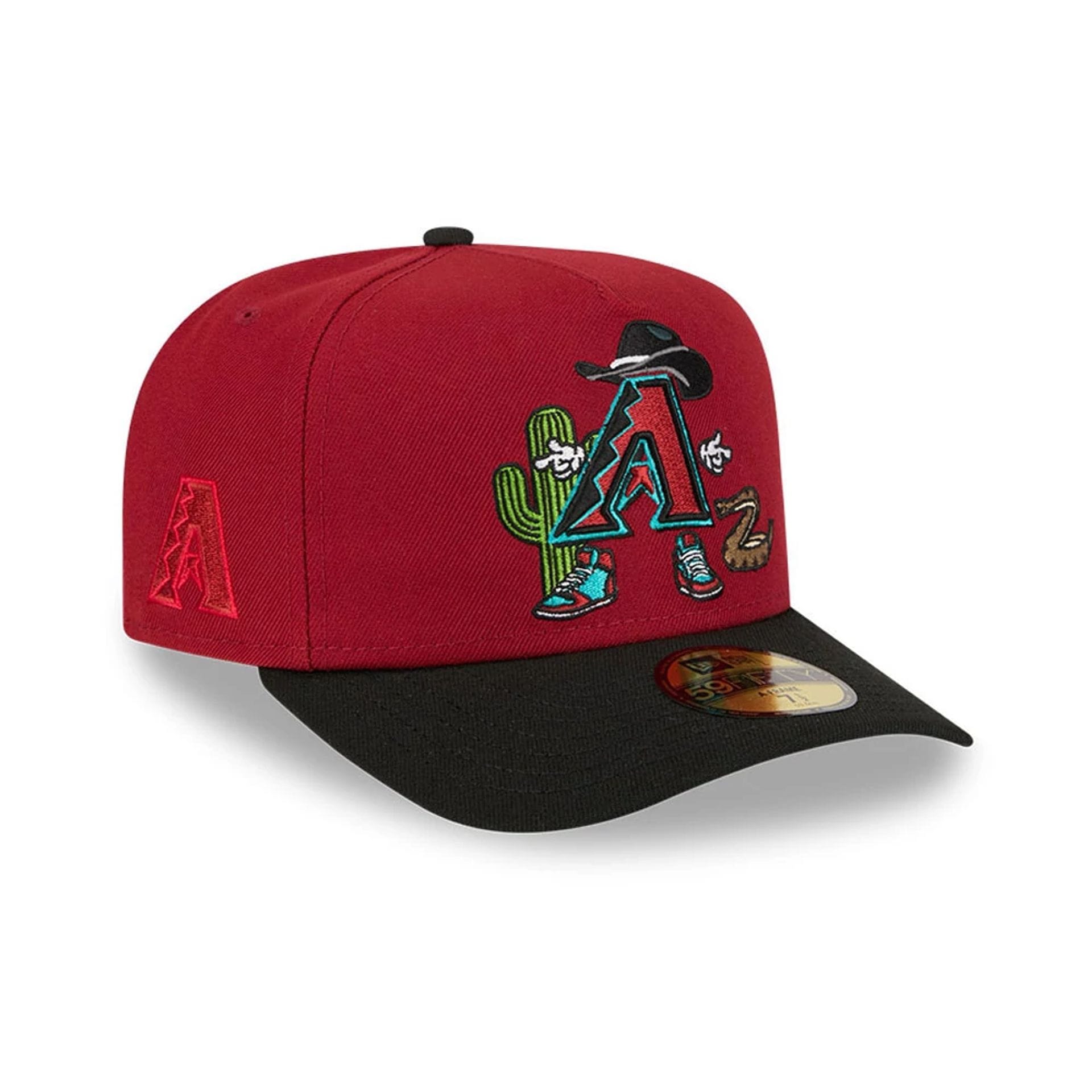 Arizona Diamondbacks MLB Cartoon Dark Red 59FIFTY A-Frame Fitted Cap-kentox