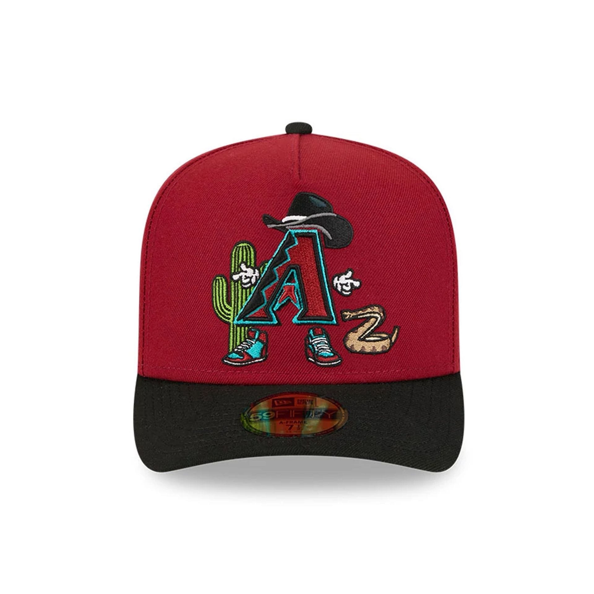 Arizona Diamondbacks MLB Cartoon Dark Red 59FIFTY A-Frame Fitted Cap-kentox