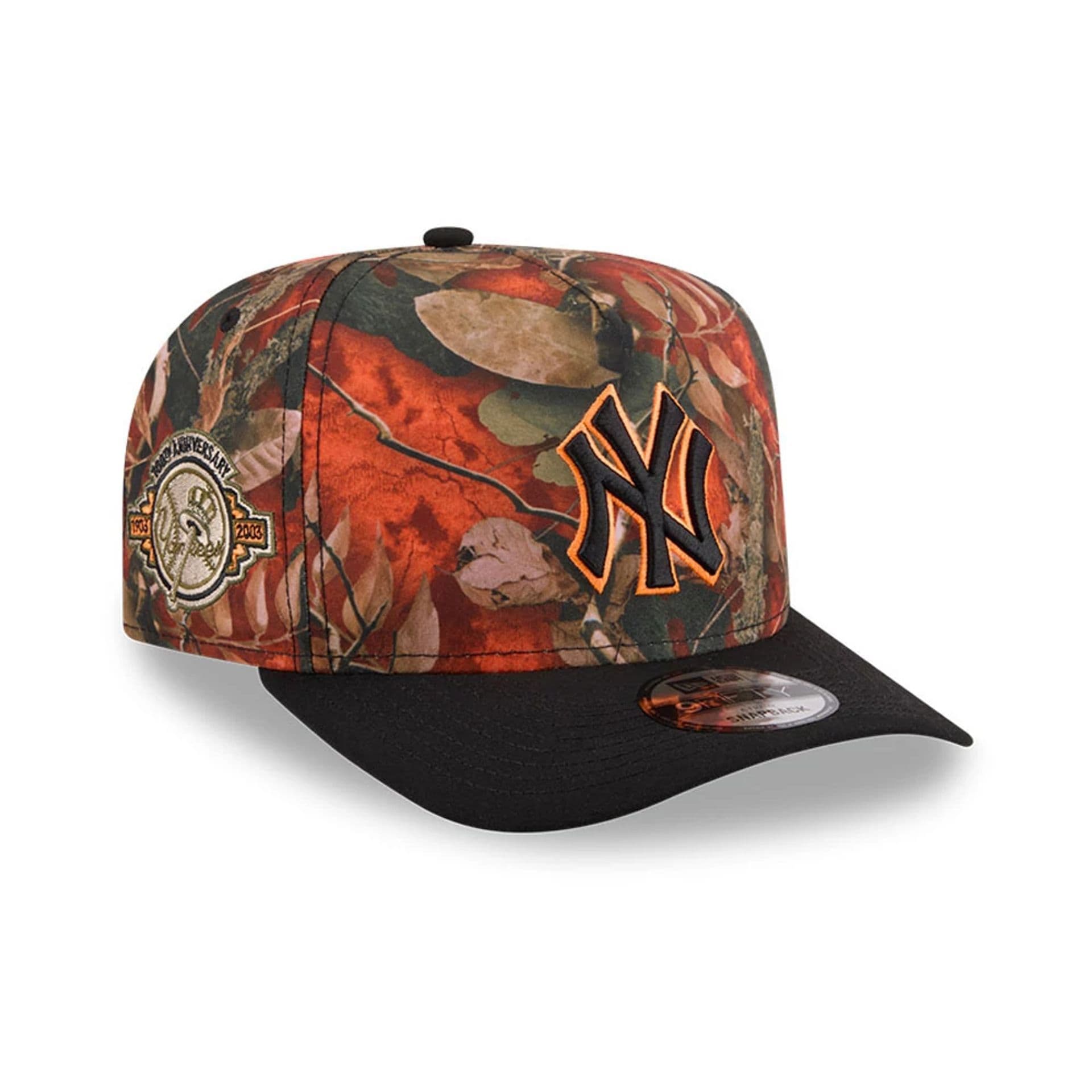 New York Yankees MLB Leaves Bright Orange 9FIFTY A-Frame Snapback Cap-kentox