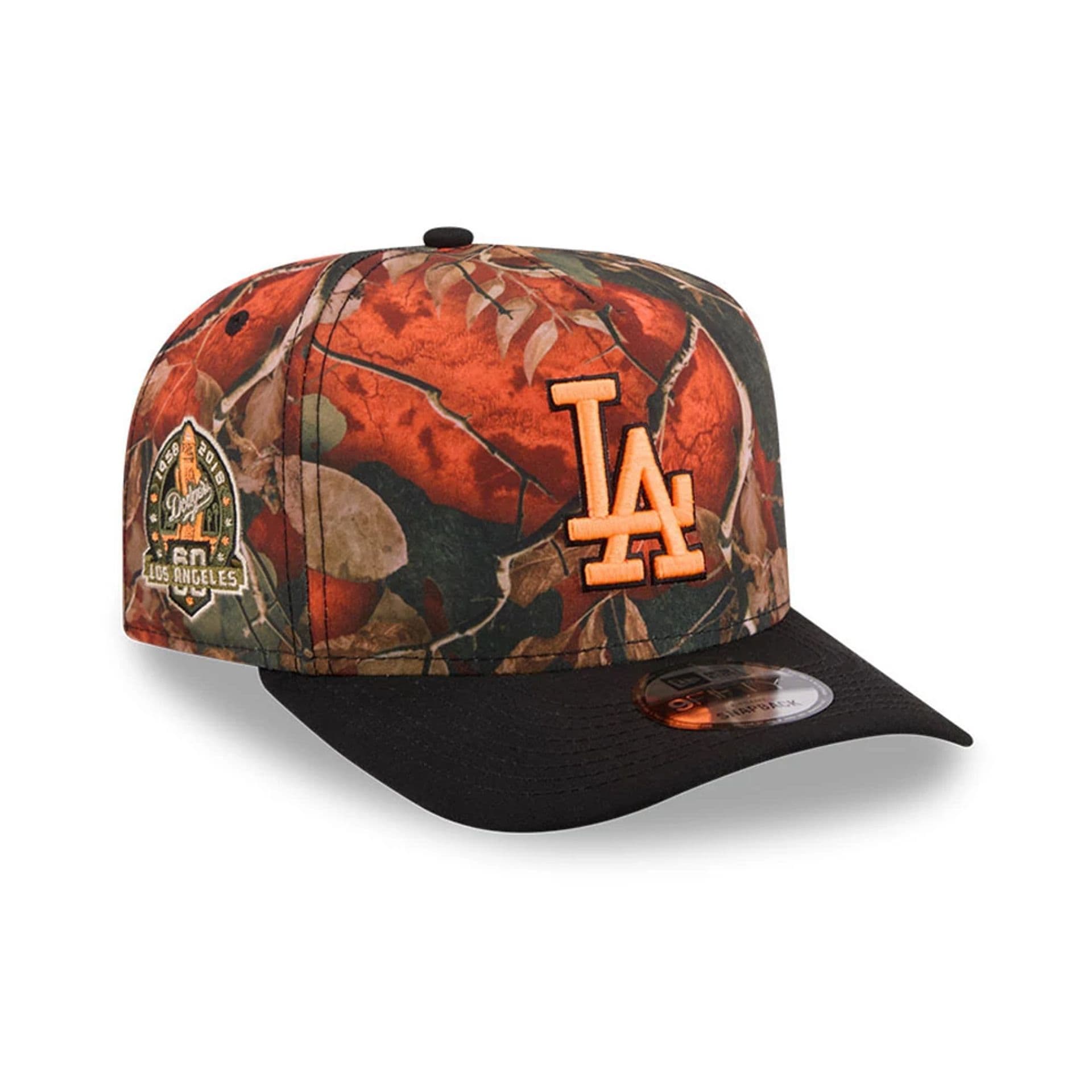 LA Dodgers MLB Leaves Bright Orange 9FIFTY A-Frame Snapback Adjustable Cap-kentox